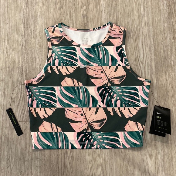 NWT Nike | Dri-Fit Cropped Tank Green & Pink | Size Medium - Picture 1 of 4